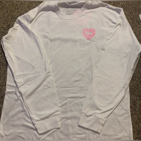 FOR PEACHES VS Pink Originals White L/S Tee Pullover Hoodie & Baggy Sweats - Picture 8 of 9